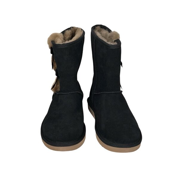 NEW Kookaburra By UGG Victoria Suede Boots SZ 8 Black Shearling Fur Bow Winter - Picture 4 of 11